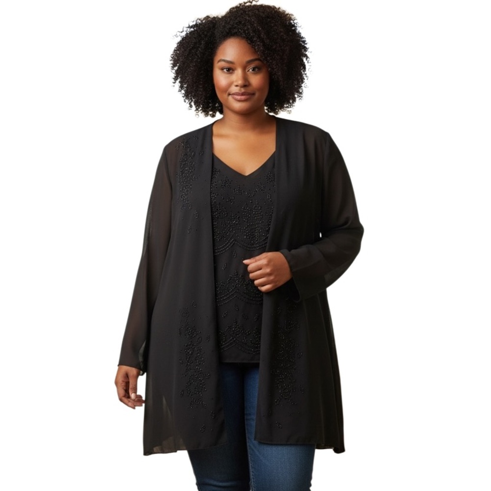 R&M Richards Black Flowy Jacket and matching undershirt (Size 20T)